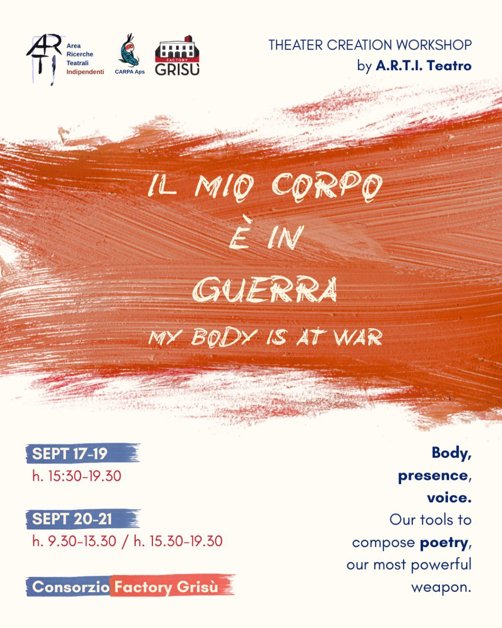 IL MIO CORPO È IN GUERRA - Laboratorio di creazione teatrale A.R.T.I. Teatro
